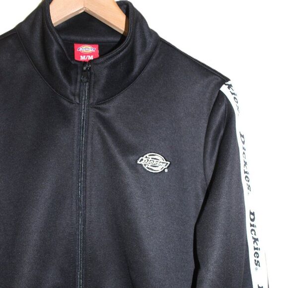 DICKIES Cropped Y2K Black Track Jacket, Logo Sleeves Zip Up, Retro Streetwear - Picture 7 of 15